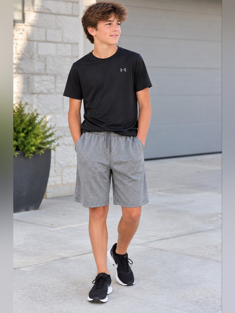 Place Sport Boys XL 14 Heather Gray Athletic Drawstring Shorts